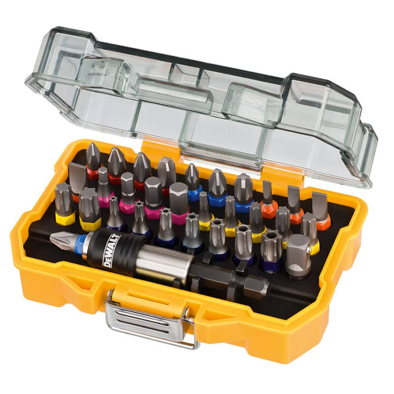 Набір біт DeWALT, Ph, Pozidriv, Torx, Slotted, Hex, L = 25 мм, адаптер 1/4 ", тримач, 32 шт, кейс