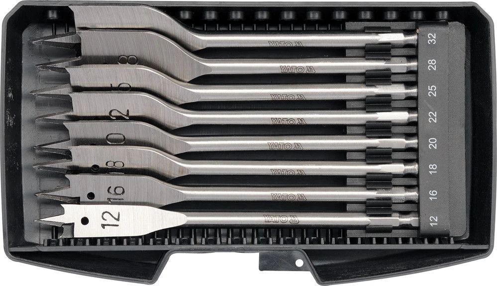 YATO Свердла перові по дереву YATO: 6-гранний хвостик HEX-1/4", Ø=12-32 мм, L=152мм. (Набір/8 Шт.)  