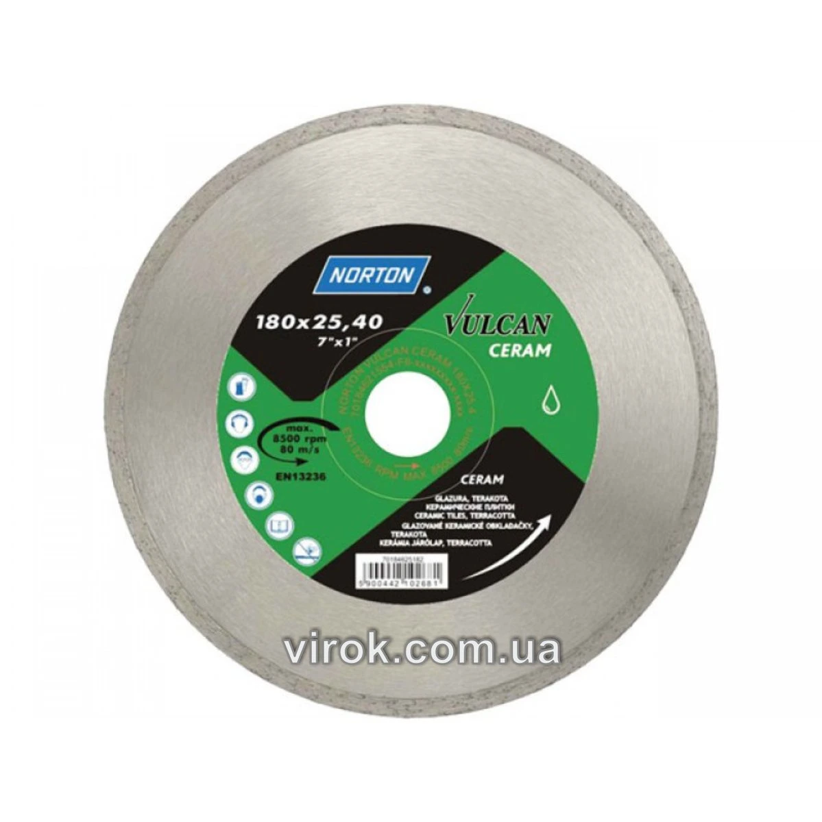NORTON Диск алмазний по кераміці VULCAN TILE; Ø= 180 x 25,4 мм | 70V020