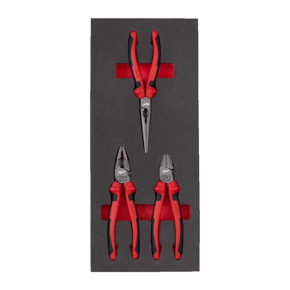 MILWAUKEE Набор плоскогубцев из 3 шт., пенопластовая вставка | 4932493256