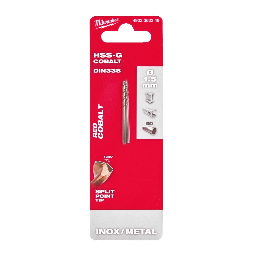 MILWAUKEE Свердло по металу HSS-CoDIN338, Ø1,5мм, (2шт) | 4932363249