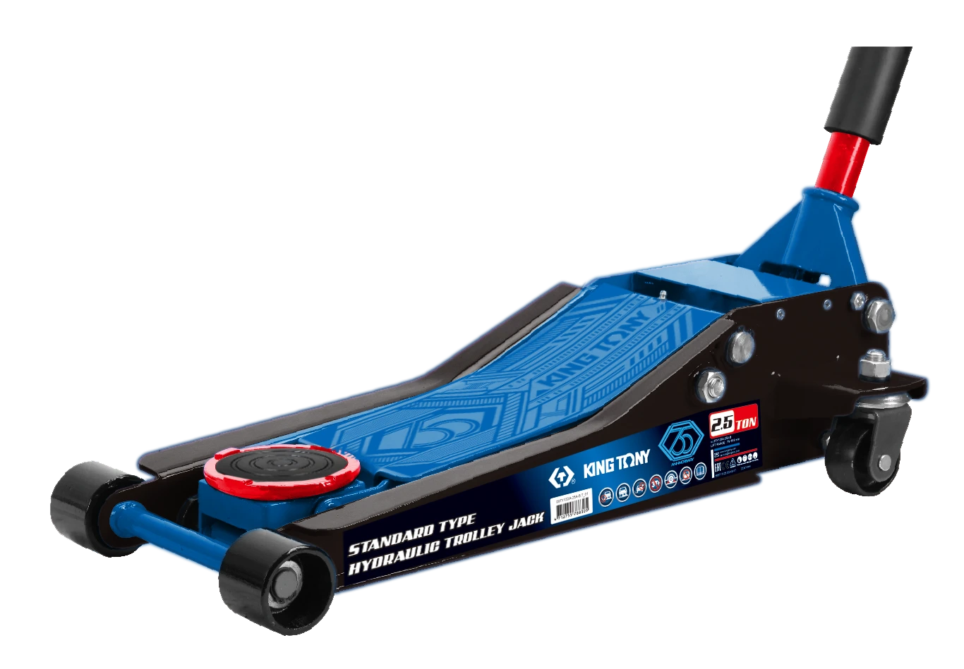 KING TONY Домкрат подкатной низкий 2.5T, 2 поршня. (Н 75-515мм) | P9TY133A-25-B