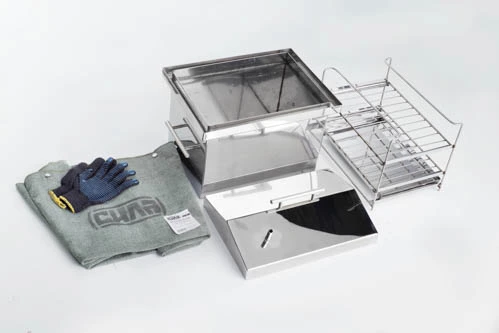 Коптильня с гидрозатвором из нержавеющей стали толщина 1,5мм 400*300*330мм с чехлом и перчатками СИЛ