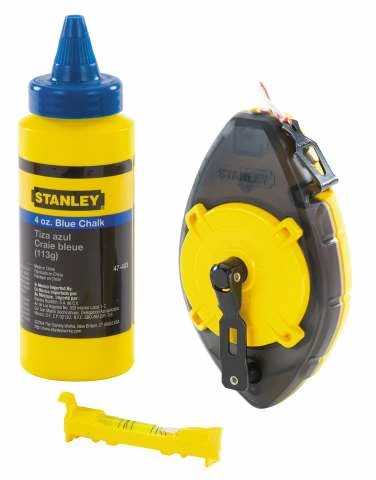 STANLEY 0-47-465 Шнур разметочный, в корпусе "PowerWinder", флакона пудры и уровень подвесной