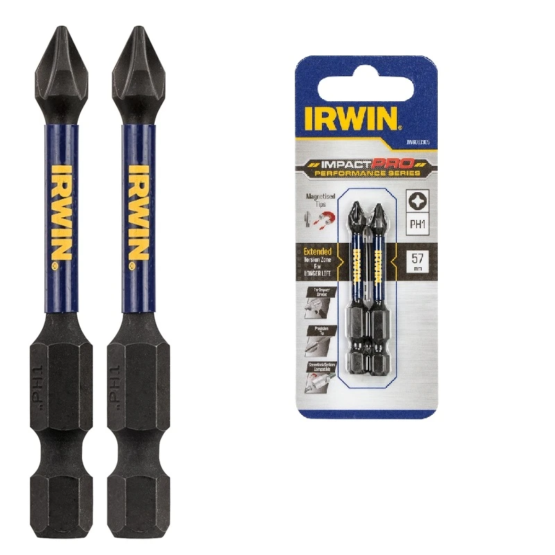 IRWIN Бита IMPACT PRO 1/4"/57мм PH1 2шт, | IW6061305