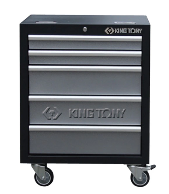 KING TONY Тумба инструментальная серая на колесах (5 полок) под верстак | 87D11-12A-KG
