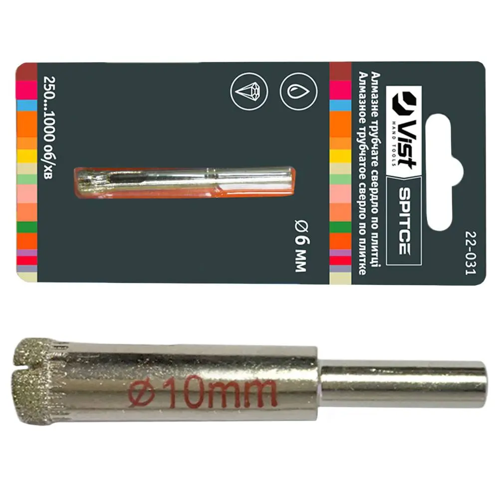 Алмазне трубчате свердло по плитці, 10мм Spitce | 22-033