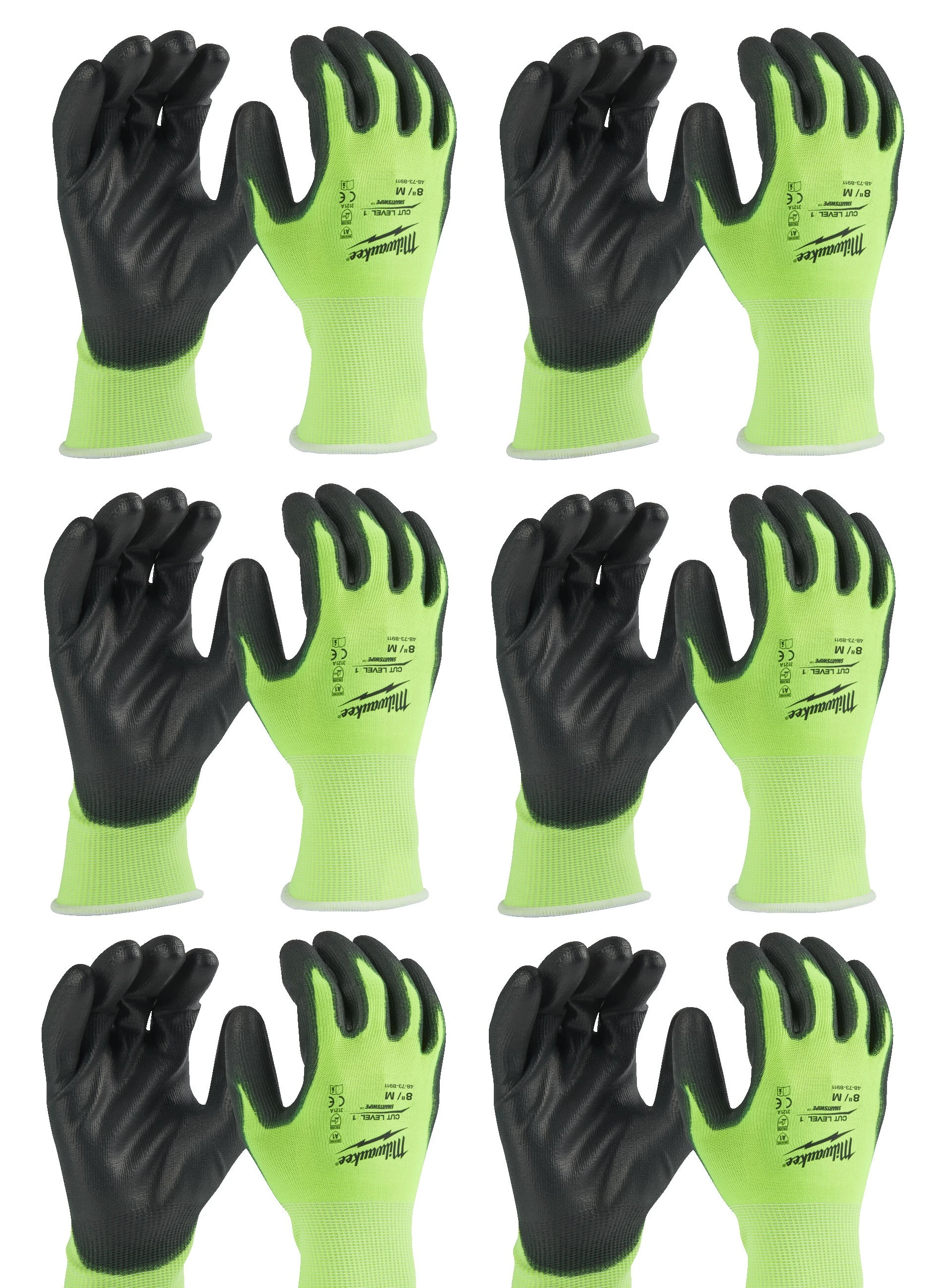 MILWAUKEE Перчатки Hi-Vis Cut размер L/9 - (Многоштучная упаковка - 12 пар) | 4932492915