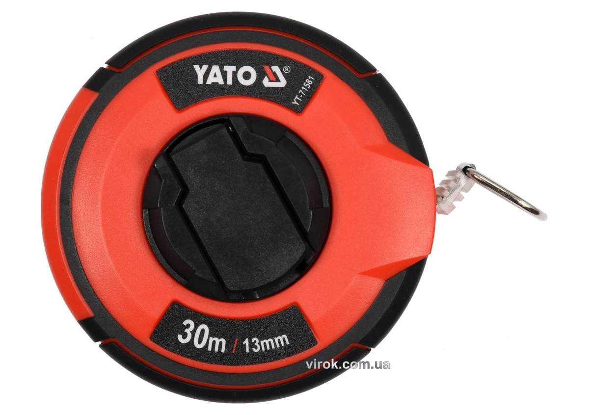 YATO Рулетка вимірювальна сталева YATO : L= 30 м, b= 13 мм, ручне змотування, закритий корпус  | YT-