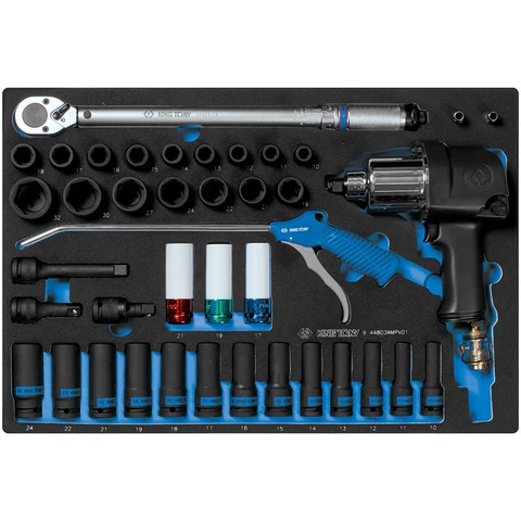 KING TONY Набор инструмента комбинированный 41 предметов, Головки, Гайковерт 33411-050, трещотка | 9