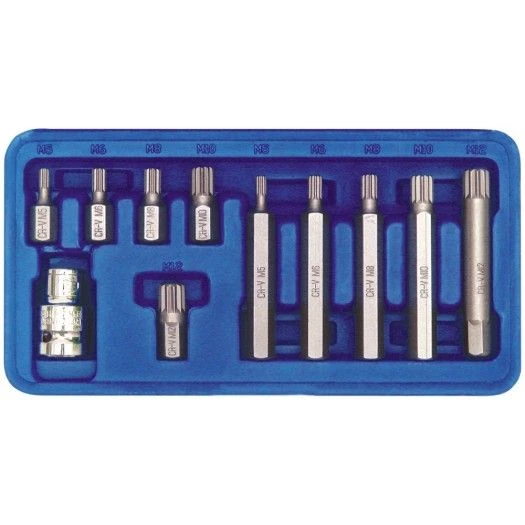 VOREL Насадки викруткові (біта) Cr-V. на тріщатку "Spline" 1/2", в пластм. фут. Набір 11шт. | 66770