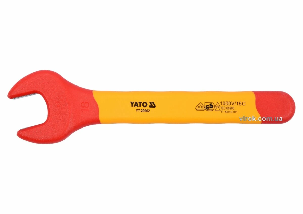 YATO Ключ ріжковий : М18 мм, ізольований корпус VDE до 1000V (DW)