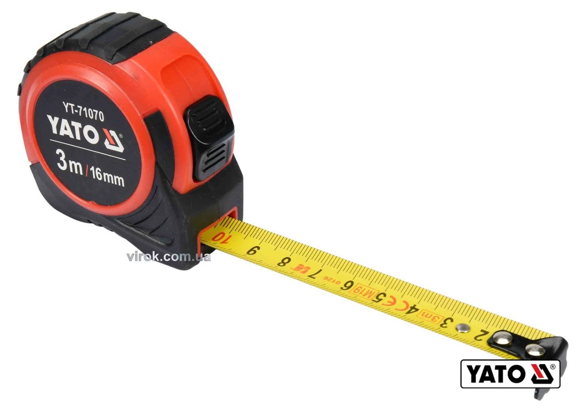 YATO Рулетка YATO : L= 3 м x 16 мм, з сталевою стрічкою, нейлоновим покриттям  | YT-71070
