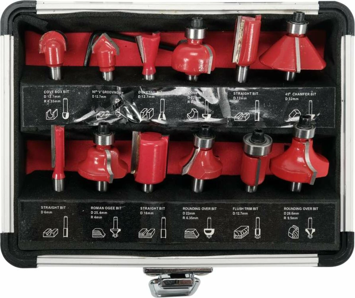 YATO Фрези по дереву YATO зі шпинделем Ø 6 мм, Ø= 6-32 мм, 12 шт  | YT-68006