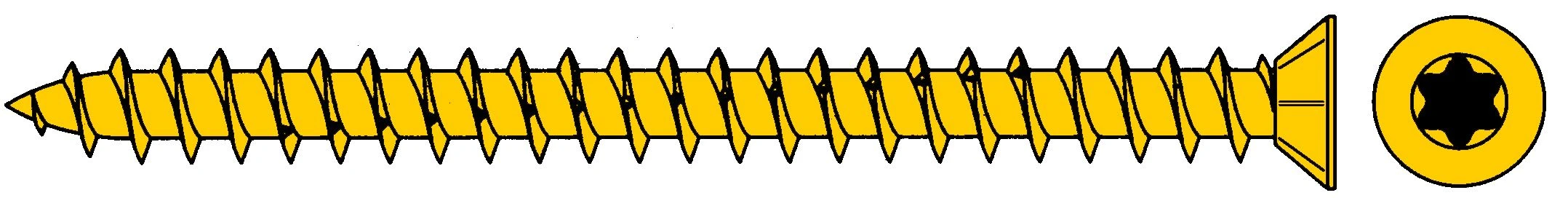 Турбошуруп (шуруп рамный) головка потай Ø 11 мм 5 выступов 7,5x 52 Torx-30 (упаковка 100 шт.)