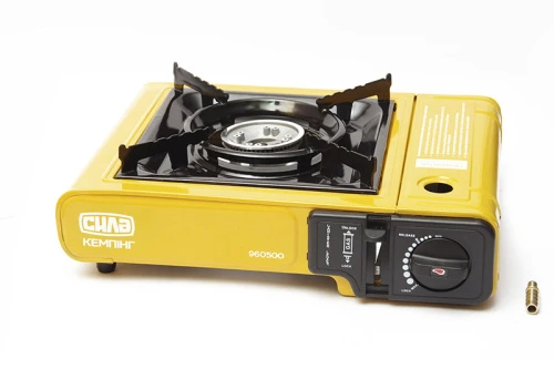 Портативная газовая плита Сушеф одноконфорочная c пьезоподжигом и переходником СИЛА