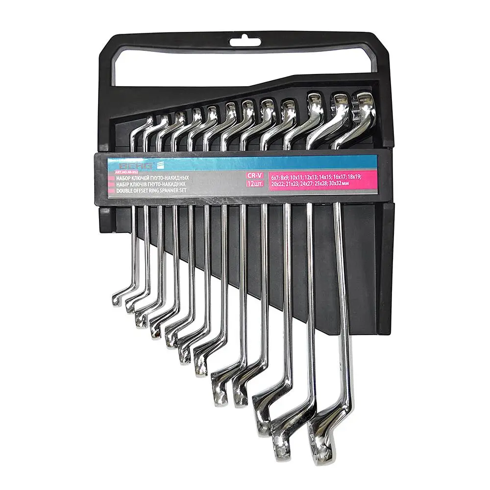 Набір ключів гнуто-накидних, Cr-V, 12 шт. (6-32 мм) Berg | 48-952