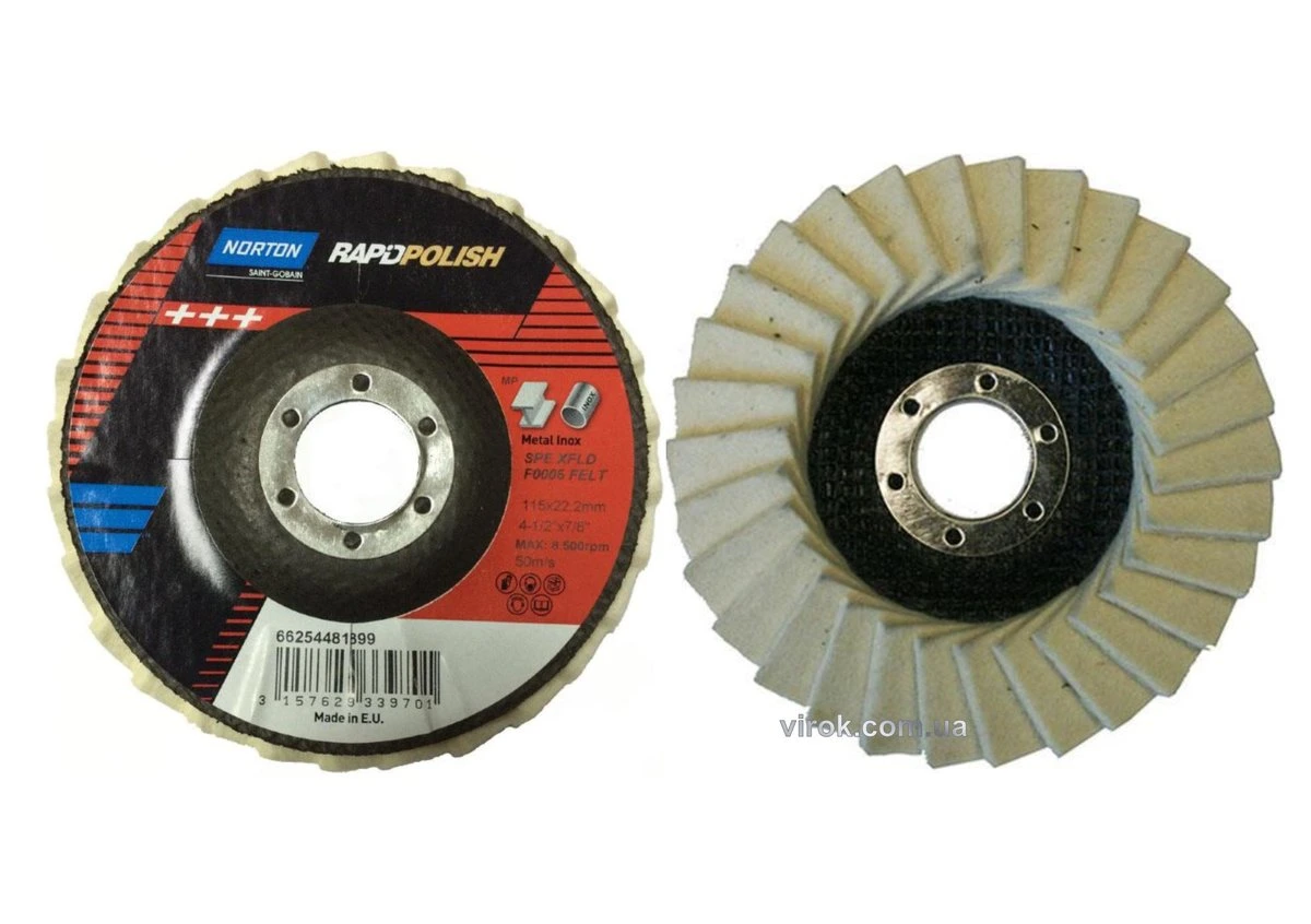 NORTON Диск пелюстковий полірувальний Ø= 115/22,2 мм. фетровий для нержавіючої сталі, | 70V901