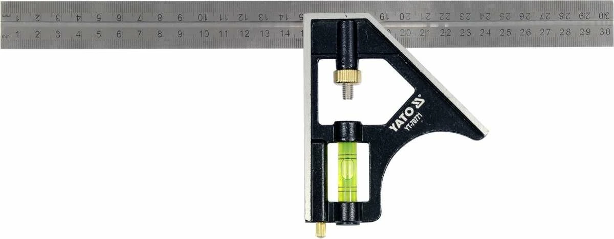 YATO Кутник багатофункційний металевий YATO 300 мм з прямим кутом і рівнем 45 | 90 ˚  | YT-70771