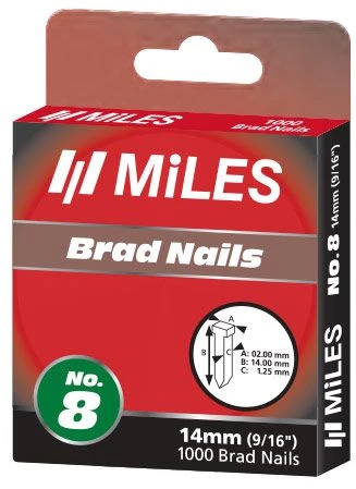 Гвозди Miles No.8-14MM, 1000 шт., Аналог: Rapid 140 