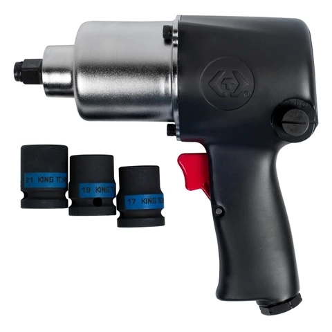KING TONY Пневматический гайковерт 1/2" 678 Hм, в комплекте 3 торцевые головки | P33421-040B