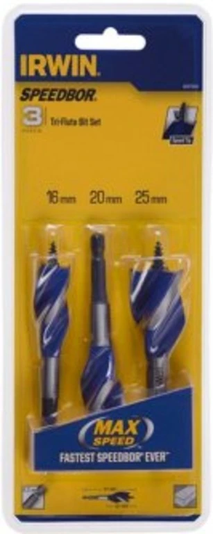 IRWIN Набор свёрл по дереву Blue Groove 6X, 3шт.коротких : /16/20/25 мм, | IW4041003