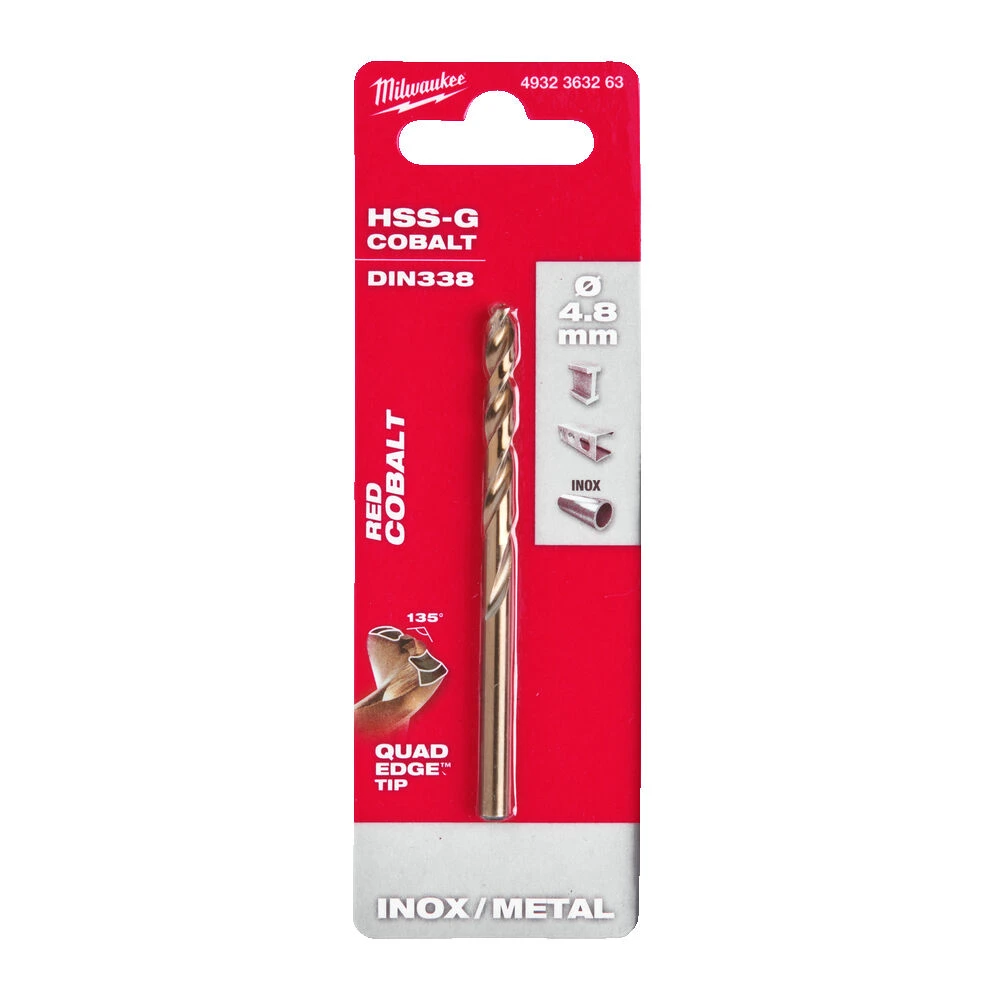 MILWAUKEE Свердло по металу HSS-CoDIN338, Ø4,8мм | 4932363263