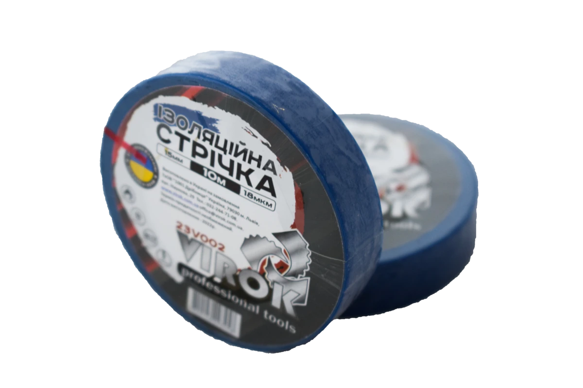 VIROK Стрічка ізоляційна : 15 мм х 10 м x 0,18 мм CИНЯ  | 23V002