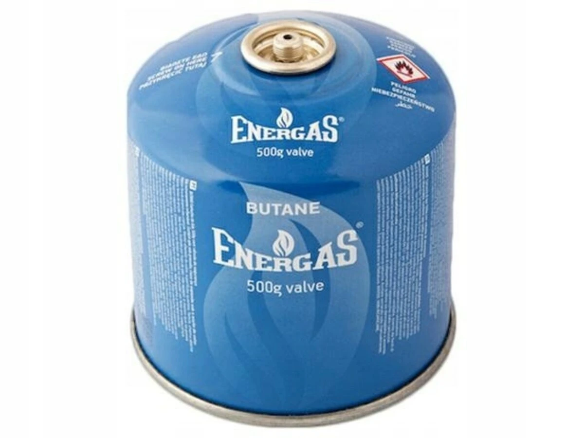 VIROK Балон газовий 1-разовий ENERGAS з різьбою (7/16) 500g/870ml. для плит/кемпінгу (EN417) BUTAN  