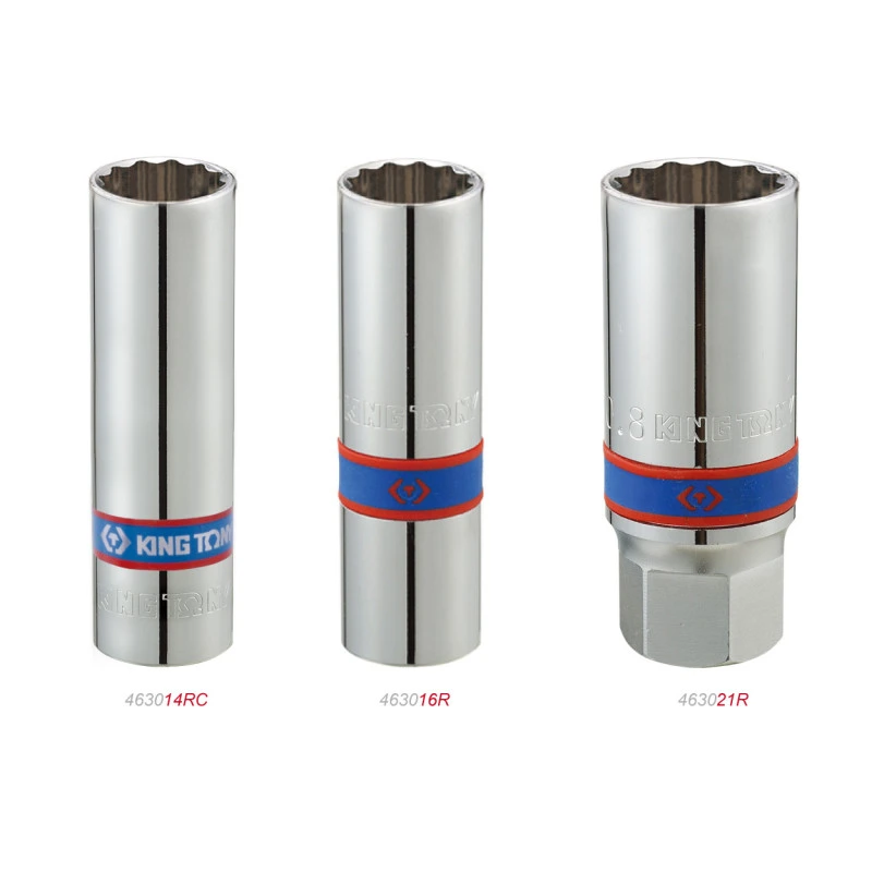 KING TONY Головка свечная 1/2" 16мм 12-ти гранная, резина | 463016RC