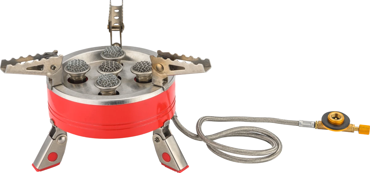 VIROK Плита газова туристична 7кВт, 5 комфорок + шланг з різьбовим (7/16) з'єднанням  | 44V201