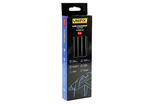 Клей стержневой черный 11.0х200мм 12шт (коробок) UNIFIX