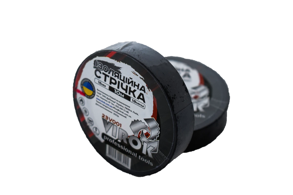 VIROK Стрічка ізоляційна : 15 мм х 10 м x 0,18 мм ЧОРНА  | 23V001