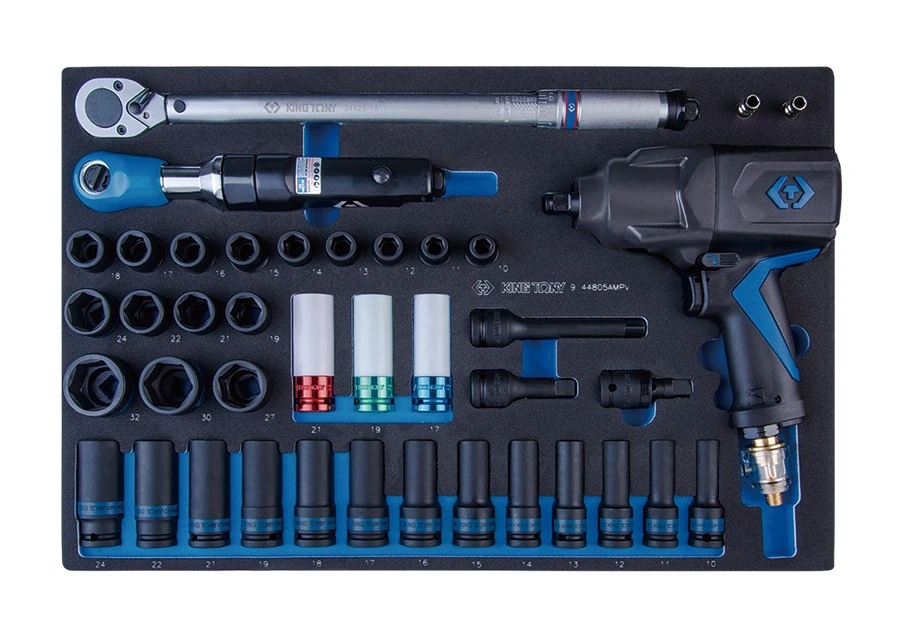 KING TONY Набор инструмента комбинированный 41 предметов, Головки, Гайковерт, трещотка (EVA ложемент