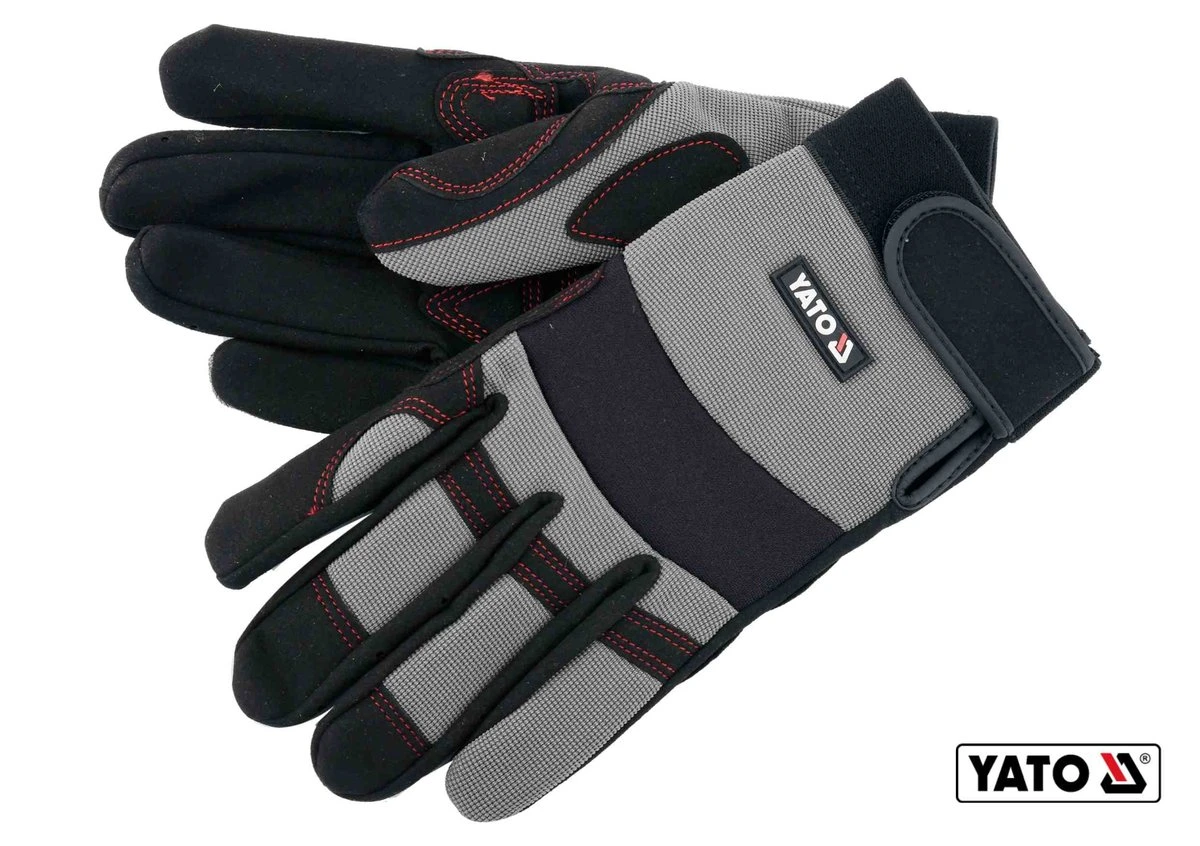 YATO Рукавиці робочі з застібкою-липучкою YATO : штучна шкіра + синтетична тканина, розмір 8DW | YT-