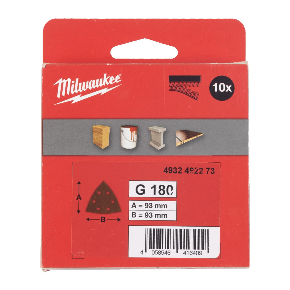 MILWAUKEE Шлифовальные листы 93 X 93 H&L GR 180 - 10шт. | 4932492273