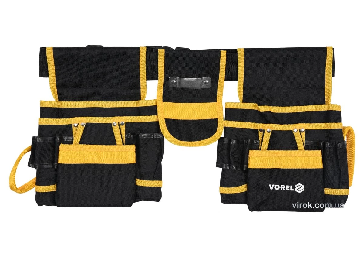 VOREL Пояс монтажника для інструментів з поліестеру; 6 кишень, 2 пересувні відсіки і стрічков захоп 