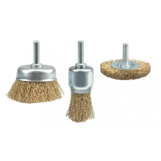 VOREL Щітка - крацовка зі стержнем , Набір 3шт, Ø-25;50;50мм  | 06989