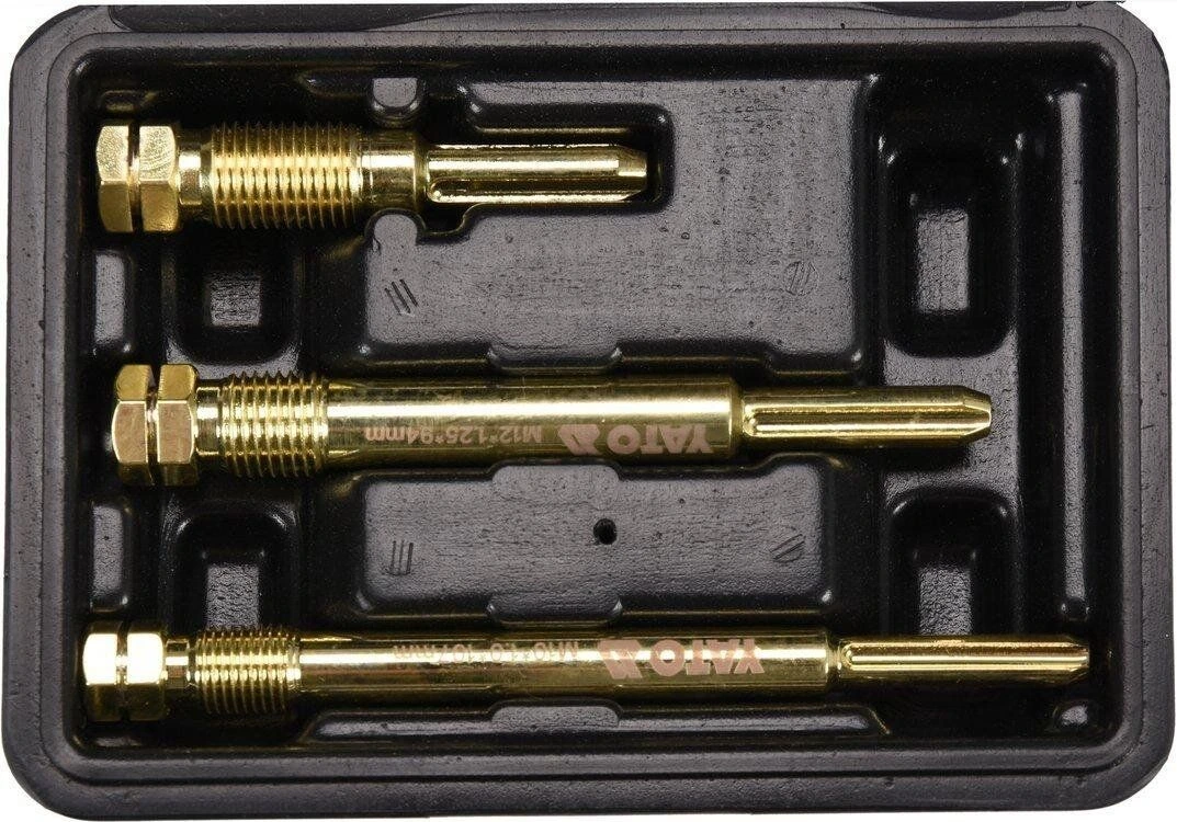 YATO Набір для очистки гнізд свічок розжарювання YATO : M10 x 1 мм, M12 x 1.25 мм, Cr-V, 3 шт + кейс