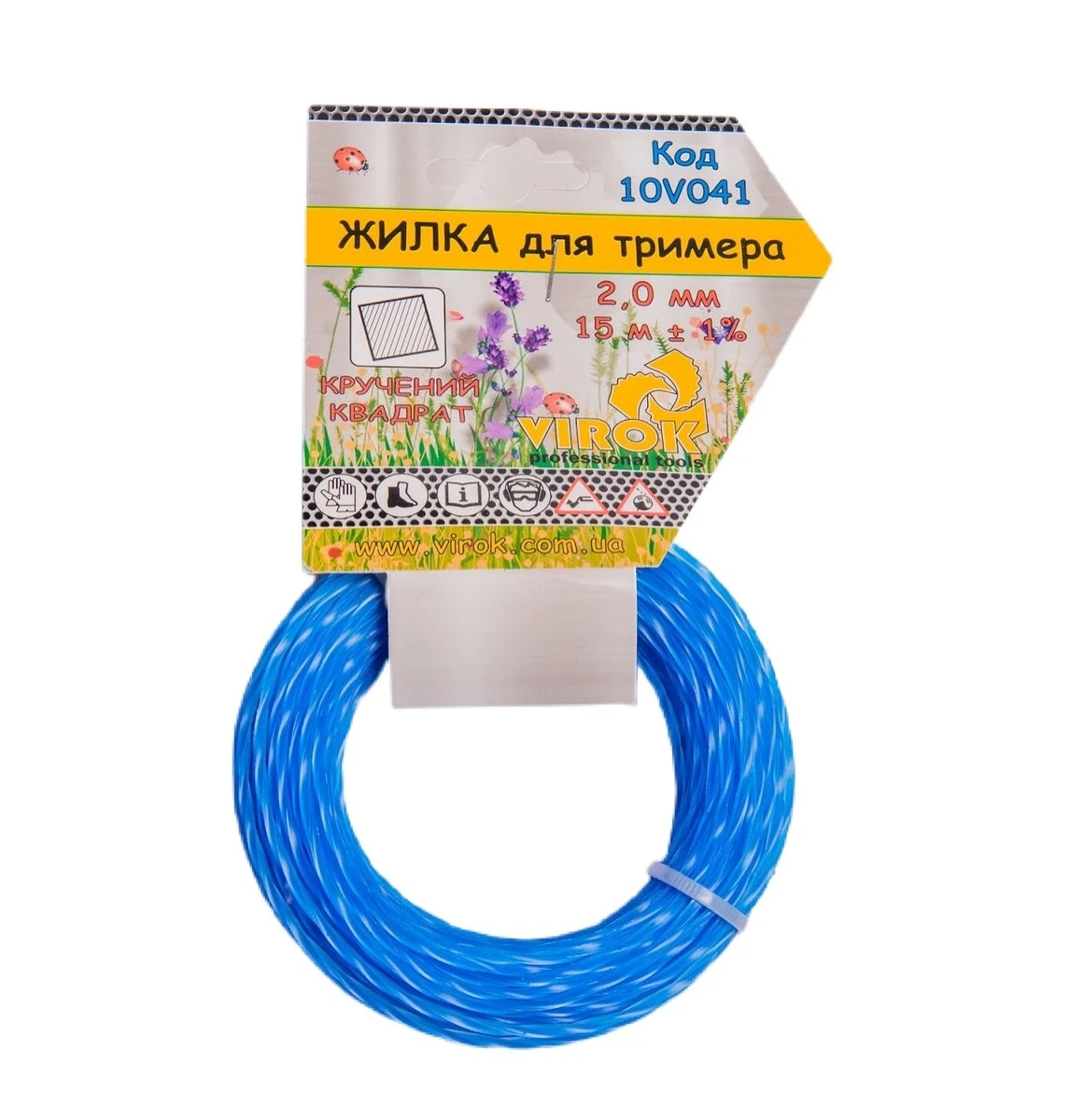 VIROK Жилка для тримера "Кручений КВАДРАТ" TM : Ø= 2.0 мм, l= 15 м | 10V041