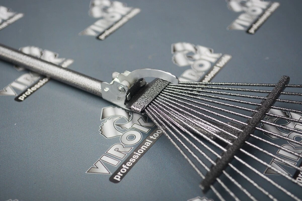 VIROK Граблі тип "віяло" дротяні з держаком, розсувні (молоткове пофарбування) | 12V210