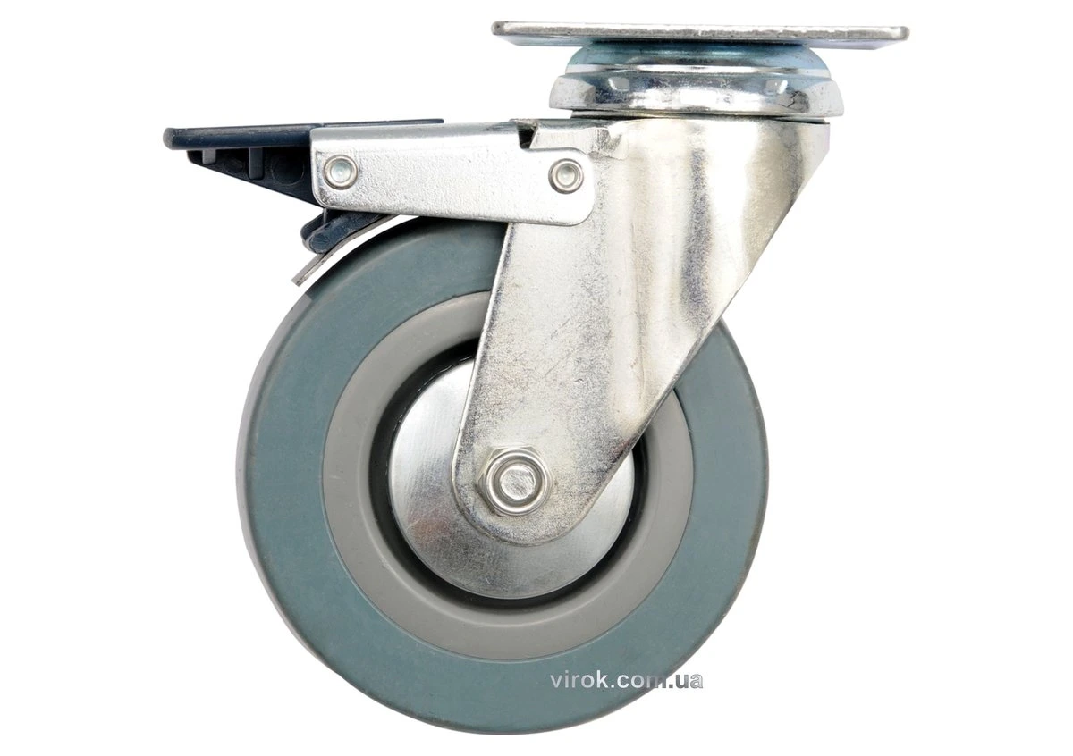 VOREL Колесо до візка Ø=100мм, b=26мм , сіра гума з оберт. опорою і гальмом; h=134м навант-45кг  | 8