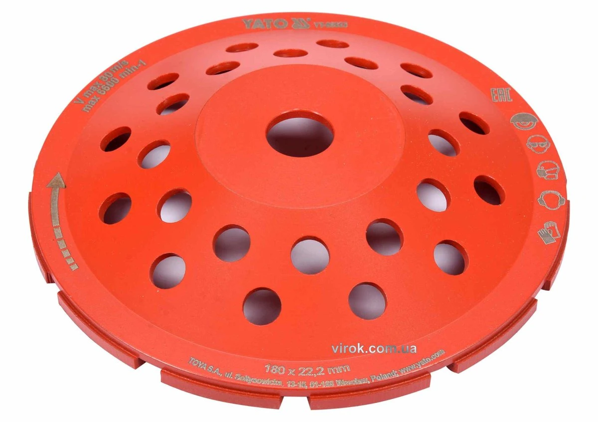 YATO Диск шліфувальний алмазний YATO : 180 х 22.2 мм, 6600 об/хв, M14  | YT-60323