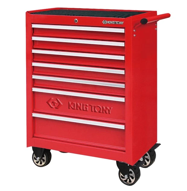 KING-TONY-АКЦИЯ Тумба инструментальная 7 полочная красная (акция) | 87A34-7BA