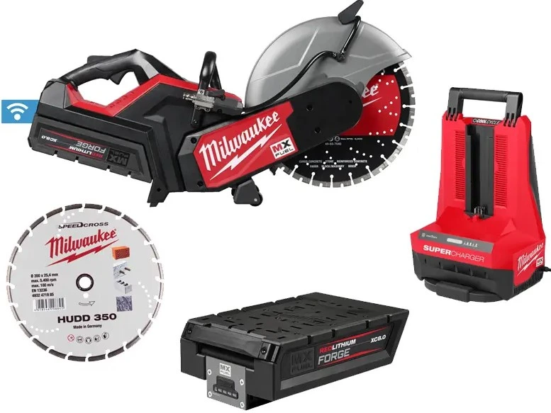 Машина відрізна акумуляторна, MX COS350G2-802, Ø350мм (+1 диск HUDD350,ЗП,2 акум.Х8Аг,картон)