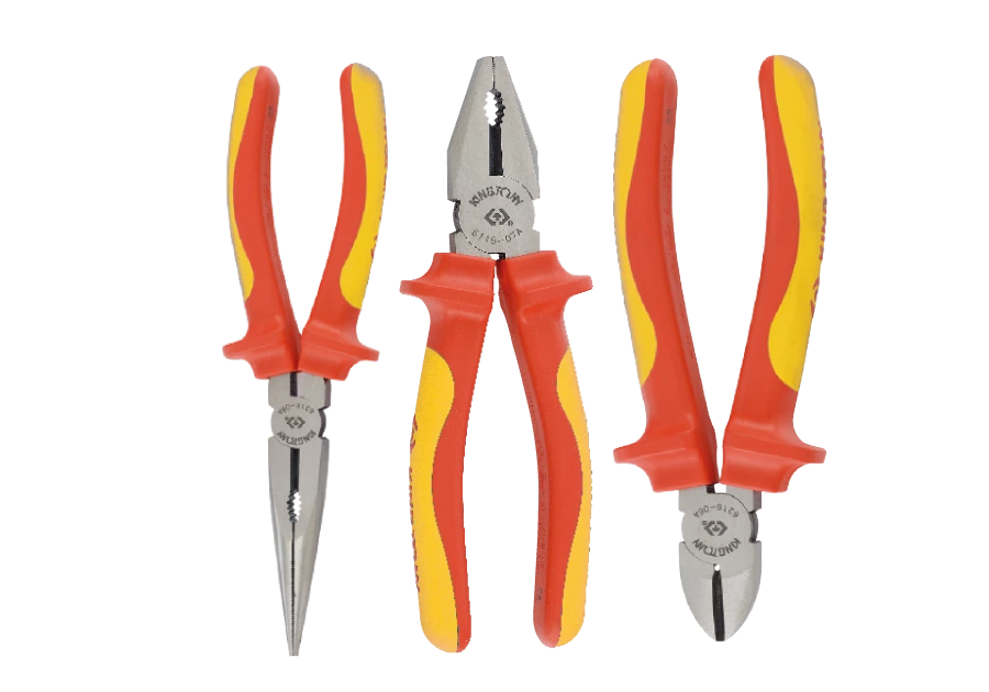 KING TONY Набор инструментов 3ед, VDE (кусачки щипцы пассатижи с изолмрованными рукоятками) | 40603G
