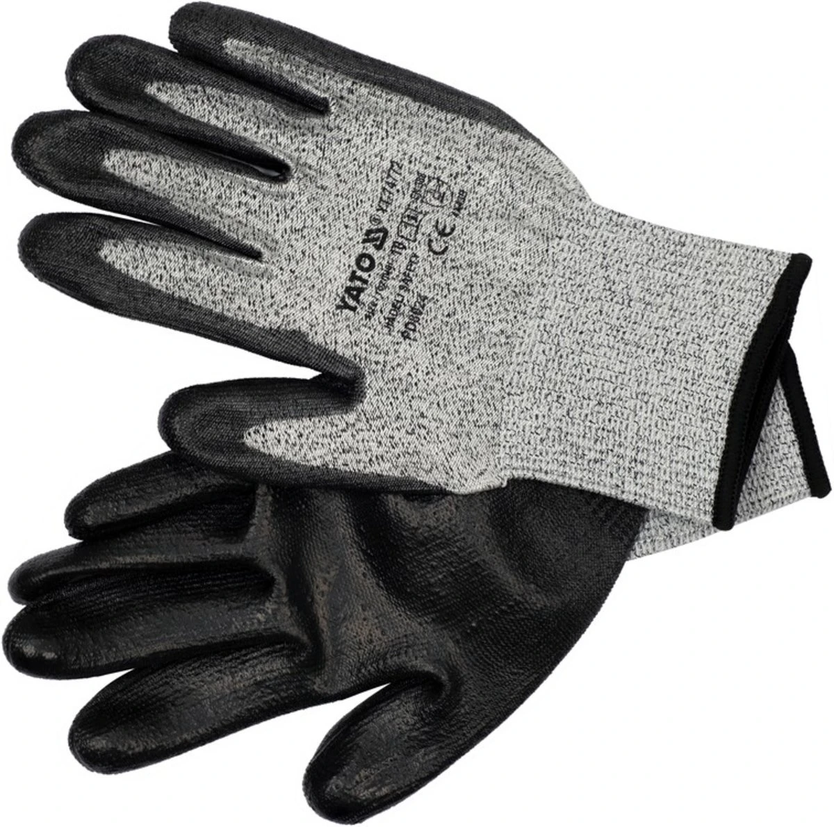 YATO Рукавиці робочі захисні від порізів (HPPE) YATO покриті чорним поліуретаном, розмір 10  | YT-74