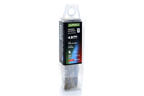 Сверло по металлу кобальтовое HSS-Co/M35 Ø4.8мм (тубус, кратно 10шт) PRO APRO