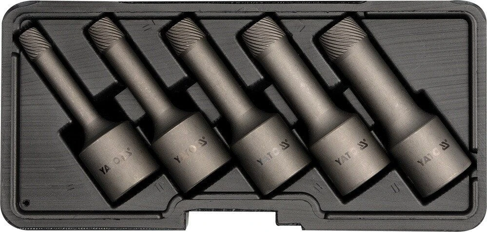 YATO Набір екстракторів YATO : квадрат 1/2". Ø= 8-16 мм, для гвинтів 8660 HRC 49-52. 5 Од.  | YT-062