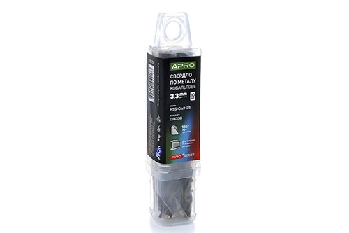 Сверло по металлу кобальтовое HSS-Co/M35 Ø3.3мм (тубус, кратно 10шт) PRO APRO